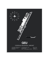 Gray Framed Glendale Regional Airport layout wall art poster