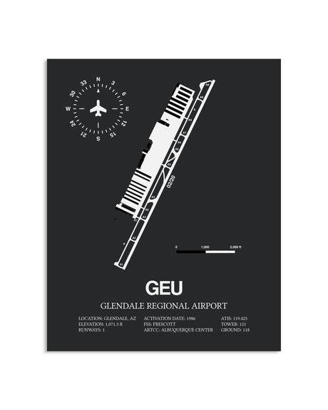 Gray Framed Glendale Regional Airport layout wall art poster