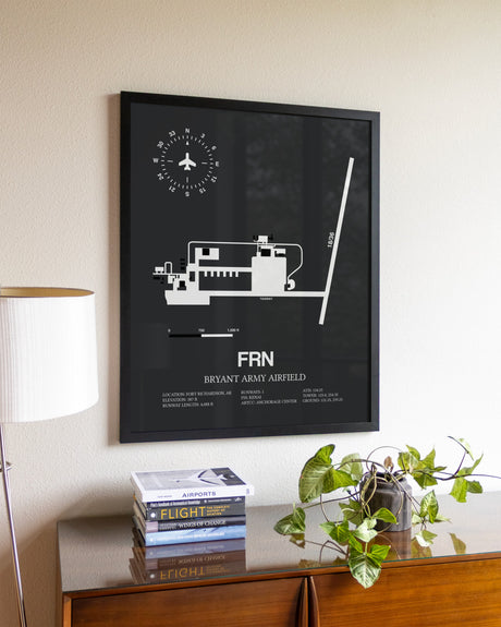 Gray Framed Bryant Army Airfield wall art poster in black frame