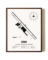 Dalton Municipal Airport aviation print in walnut frame