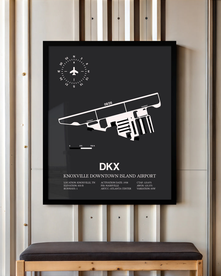 Frame color options for Knoxville Downtown Island Airport Wall Art