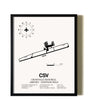 Framed Crossville Memorial Airport-Whitson Field wall art poster in black frame