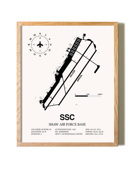 Shaw Air Force Base framed print in natural wood frame
