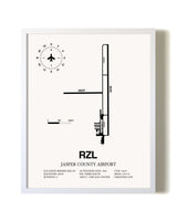 Jasper County Airport airport map poster in oak frame