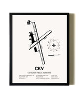 Framed Outlaw Field Airport wall art poster in black frame