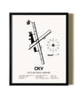 Framed Outlaw Field Airport wall art poster in black frame