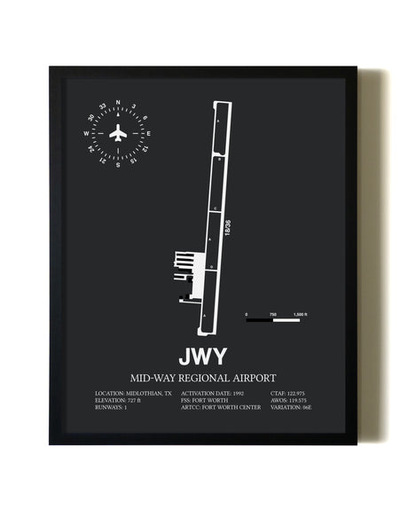 Unframed Mid-Way Regional Airport map print poster