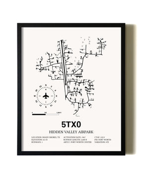 Framed Hidden Valley Airpark wall art poster in black frame