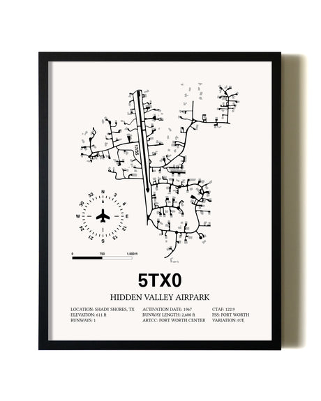 Framed Hidden Valley Airpark wall art poster in black frame