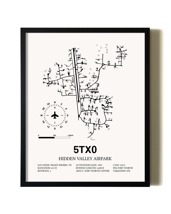 Framed Hidden Valley Airpark wall art poster in black frame