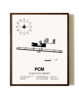 Plant City Airport aviation print in walnut frame