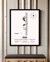 Durant Regional Airport-Eaker Field framed poster displayed in an airplane hangar