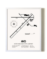 Avon Park Executive Airport airport map poster in oak frame