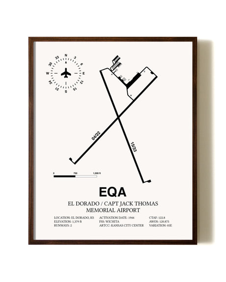 El Dorado / Captain Jack Thomas Memorial Airport aviation print in walnut frame