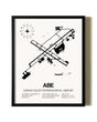 Framed Lehigh Valley International Airport wall art poster in black frame