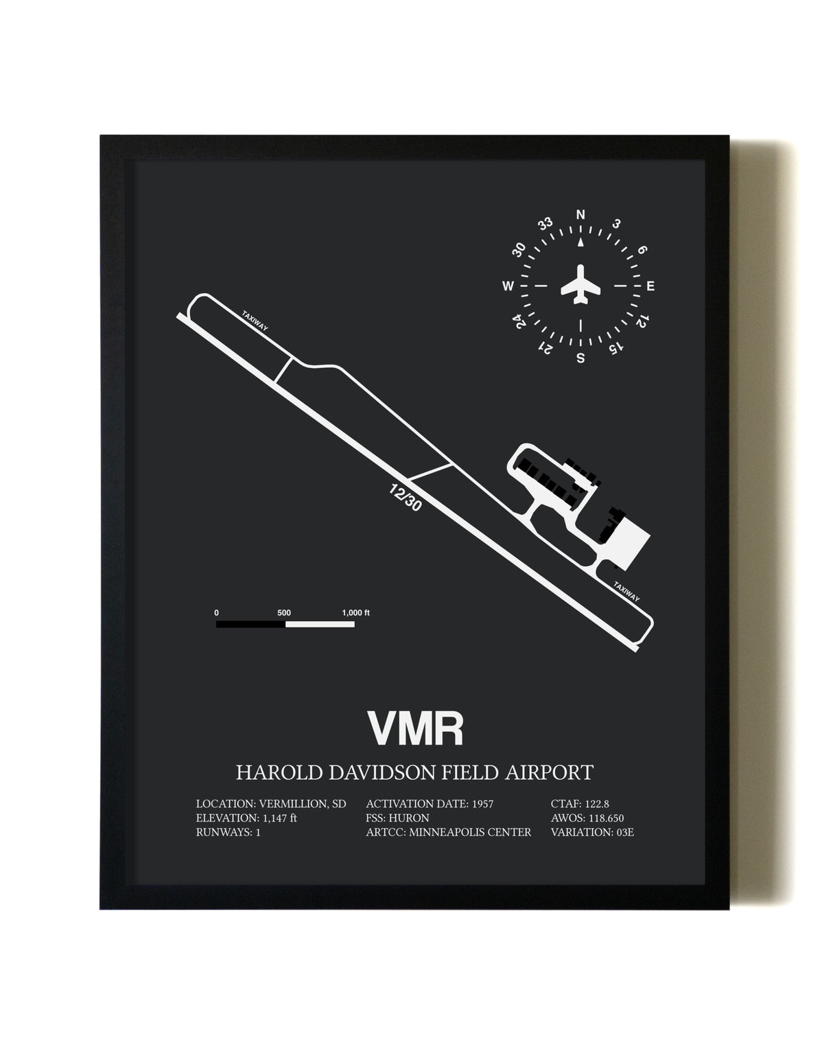 Unframed Harold Davidson Field Airport map print poster