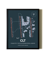 Slate Framed Charlotte / Douglas International Airport wall art poster in black frame