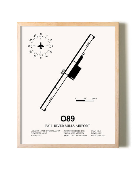 Fall River Mills Airport framed wall art in white frame