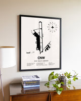 TSTC Waco Airport aviation wall décor in black wood frame