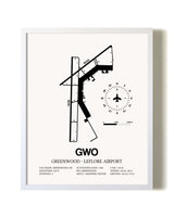 Greenwood-Leflore Airport airport map poster in oak frame