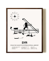 Syracuse Hancock International Airport aviation print in walnut frame