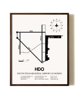 South Texas Regional Airport At Hondo aviation print in walnut frame