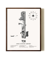 Aero Country Airport aviation print in walnut frame