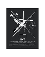 Gray Framed Cherry Point Marine Corps Air Station (Cunningham Field) Airport layout wall art poster