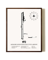 Ardmore Downtown Executive Airport aviation print in walnut frame