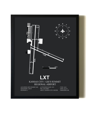 Unframed Kansas City / Lee's Summit Regional Airport map print poster