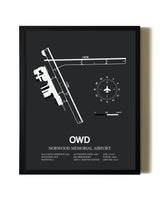 Unframed Norwood Memorial Airport map print poster