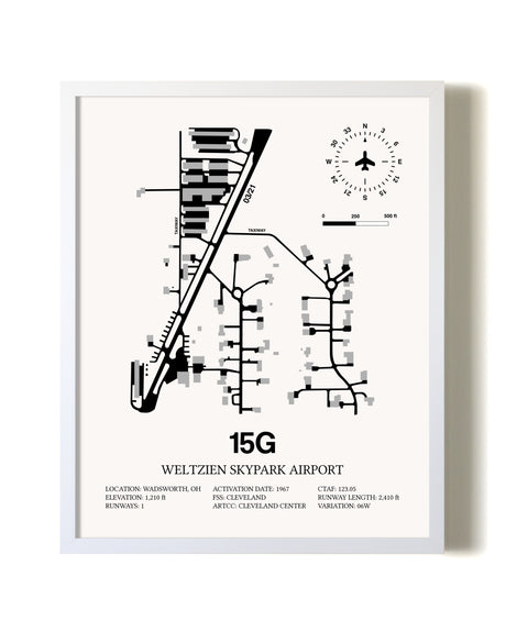 Weltzien Skypark Airport airport map poster in oak frame