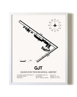 Grand Junction Regional Airport airport map poster in oak frame