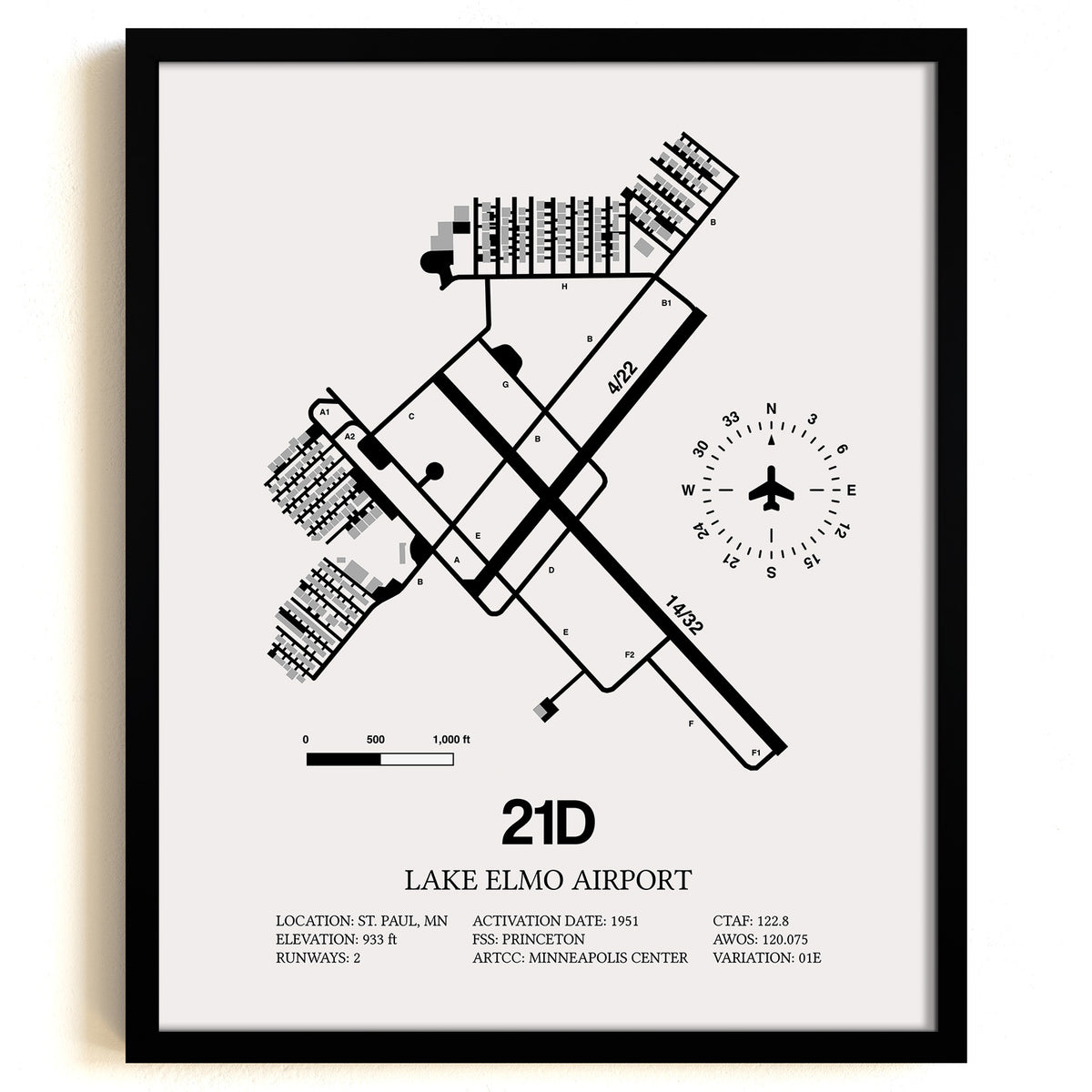 21D Airport Map, Lake Elmo Airport Print