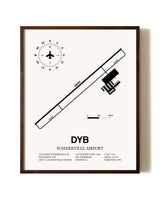 Summerville Airport aviation print in walnut frame