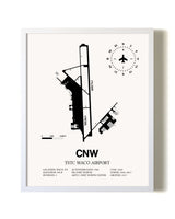 TSTC Waco Airport airport map poster in oak frame
