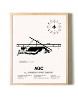 Allegheny County Airport framed wall art in white frame
