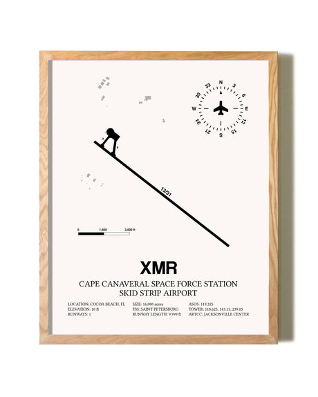 Cape Canaveral Space Force Station Skid Strip Airport framed print in natural wood frame