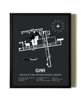 Unframed Gerald R. Ford International Airport map print poster