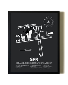 Unframed Gerald R. Ford International Airport map print poster