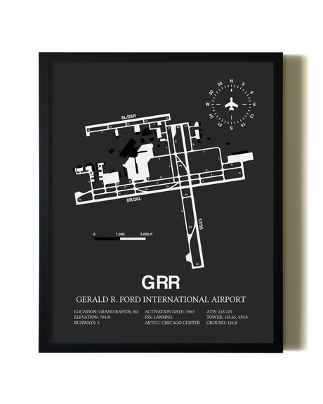 Unframed Gerald R. Ford International Airport map print poster