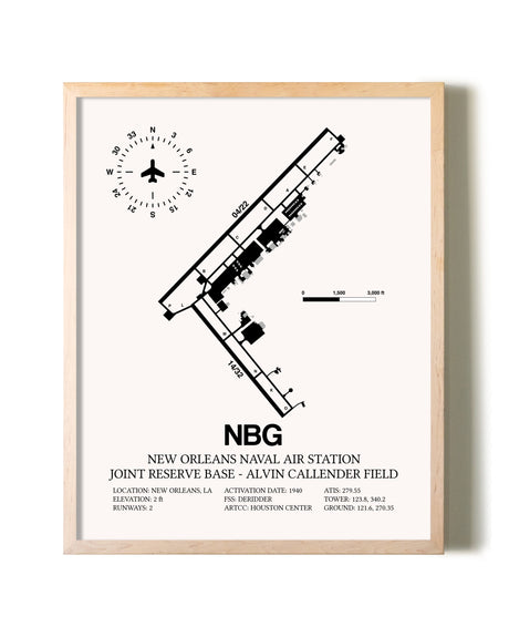 New Orleans Naval Air Station Joint Reserve Base-Alvin Callender Field framed wall art in white frame