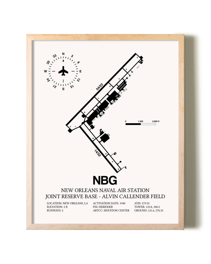 New Orleans Naval Air Station Joint Reserve Base-Alvin Callender Field framed wall art in white frame