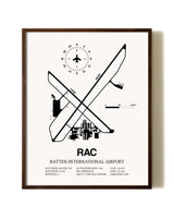Batten International Airport aviation print in walnut frame