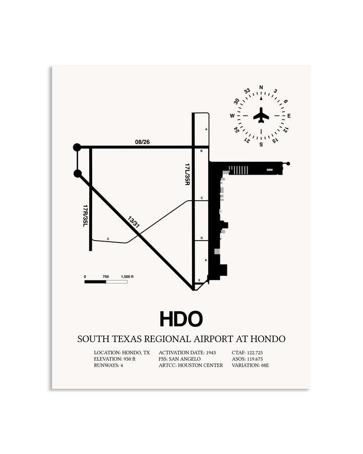 Gray South Texas Regional Airport At Hondo framed poster displayed in an airplane hangar
