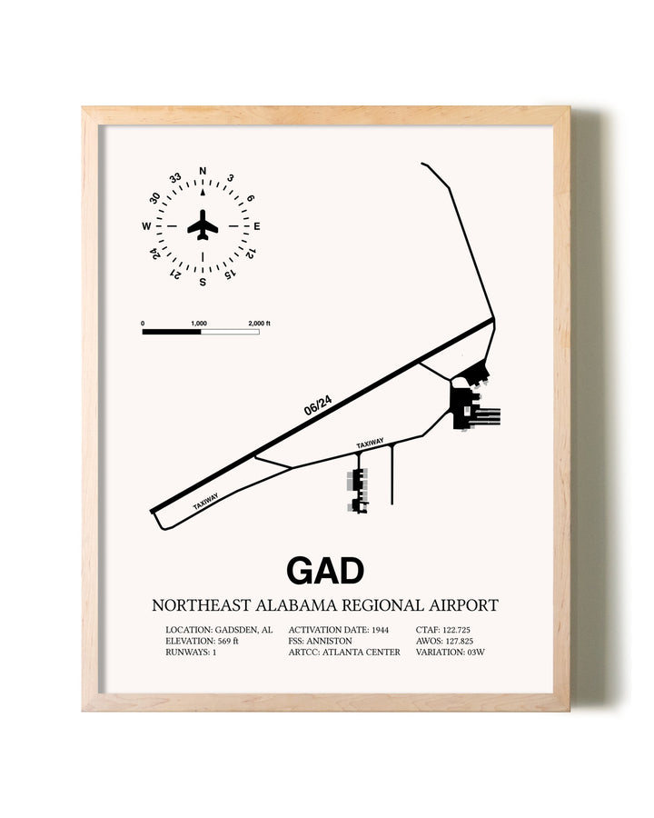 Northeast Alabama Regional Airport framed wall art in white frame