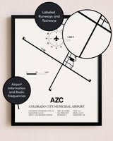 Framed Colorado City Municipal Airport layout wall art poster