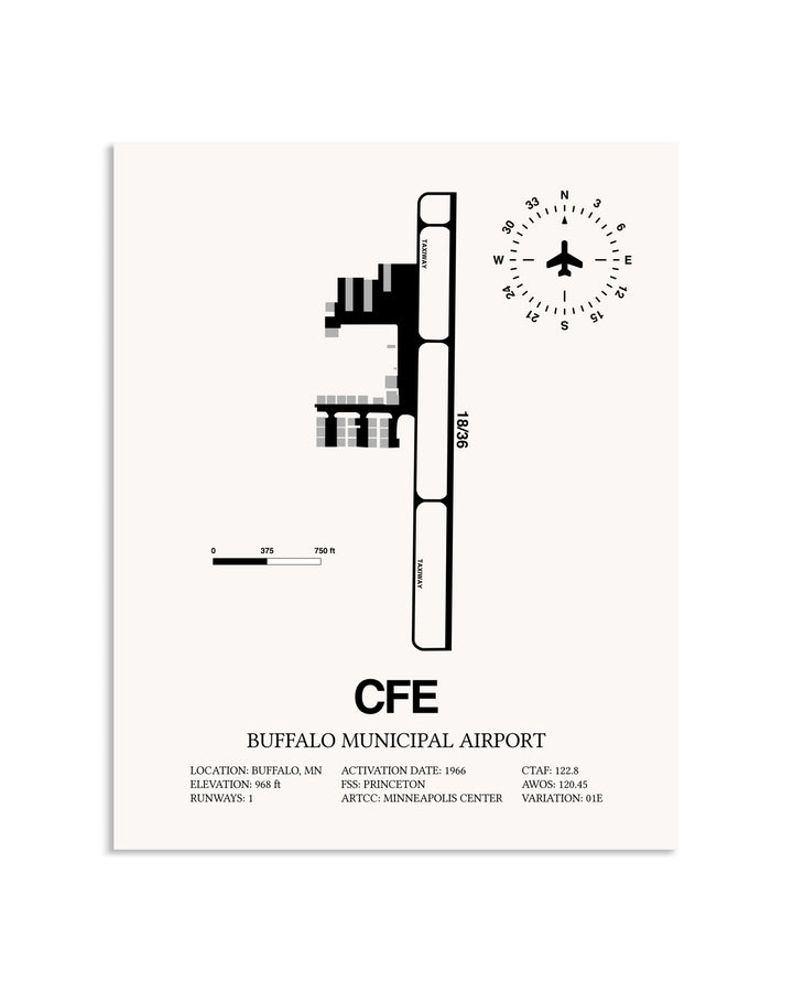 Gray Buffalo Municipal Airport framed poster displayed in an airplane hangar