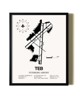 Framed Teterboro Airport wall art poster in black frame