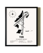 Framed Teterboro Airport wall art poster in black frame